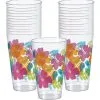 Hibiscus Plastic Tumblers 25ct 2 Hibiscus Plastic Tumblers 25ct -Party Themes Sales 100701