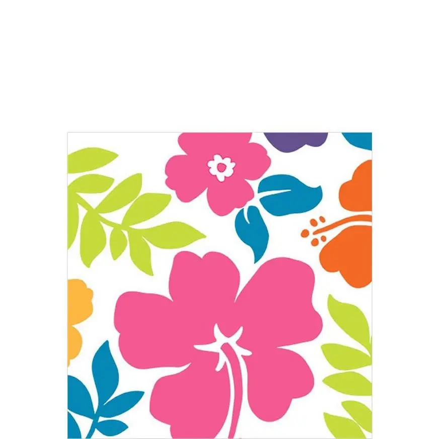 Hibiscus White Beverage Napkins 100ct 3 Hibiscus White Beverage Napkins 100ct