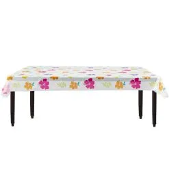 Hibiscus White Plastic Table Cover Roll -Party Themes Sales 165740 01