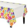 Hibiscus White Plastic Table Cover 1 Hibiscus White Plastic Table Cover -Party Themes Sales 165742
