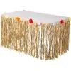 Tan Faux Grass Tissue Paper Fringe Table Skirt With Multicolor Fabric Flowers, 10ft X 29in 1 Tan Faux Grass Tissue Paper Fringe Table Skirt With Multicolor Fabric Flowers, 10ft X 29in -Party Themes Sales 214081