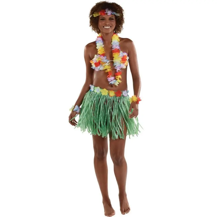 Adult Large Faux Grass Skirt Kit, 5pc 5 Adult Large Faux Grass Skirt Kit, 5pc - Image 3