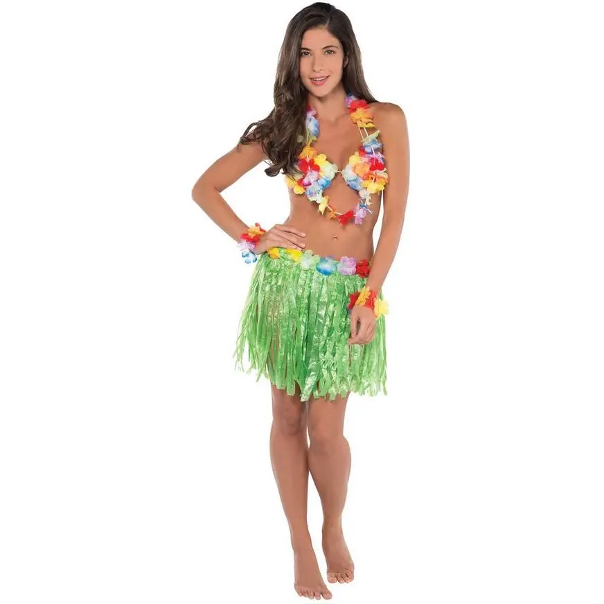 Adult Large Faux Grass Skirt Kit, 5pc 6 Adult Large Faux Grass Skirt Kit, 5pc - Image 4