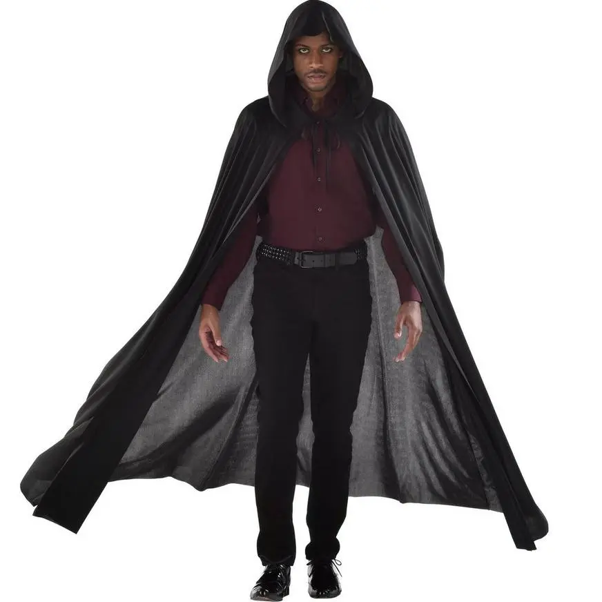 Adult Black Hooded Cape 4 Adult Black Hooded Cape - Image 2