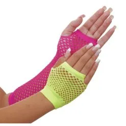 Neon Fishnet Gloves