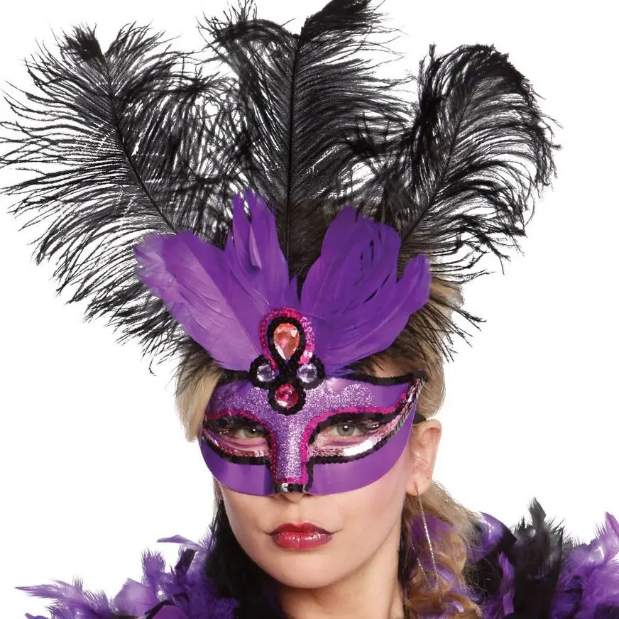 AMSCAN Purple Temptation Feather Masquerade Mask 3 AMSCAN Purple Temptation Feather Masquerade Mask - Image 2
