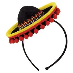 Mini Sombrero Headband With Ball Fringe -Party Themes Sales 506192 01