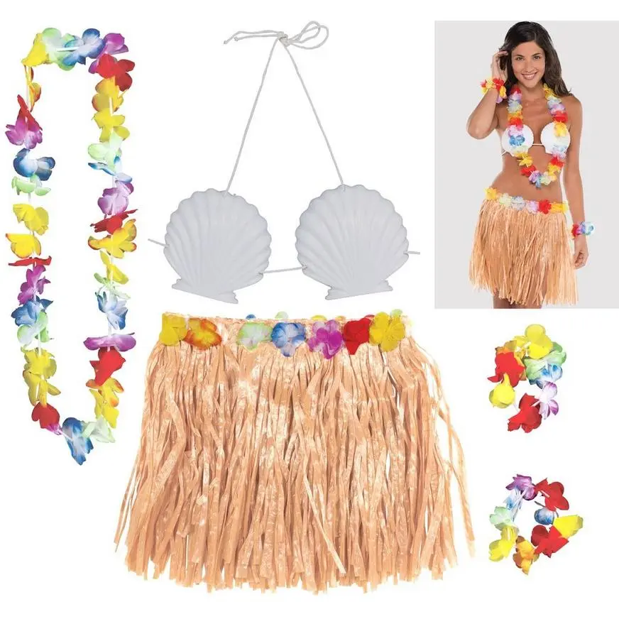 Adult Natural Hula Skirt Kit 5pc 3 Adult Natural Hula Skirt Kit 5pc