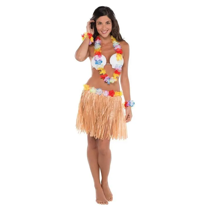 Adult Natural Hula Skirt Kit 5pc 4 Adult Natural Hula Skirt Kit 5pc - Image 2