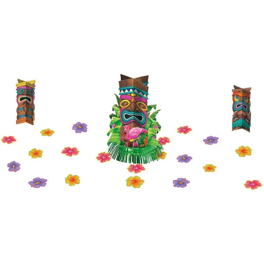 Tiki Fringe Centerpiece Kit 23pc 3 Tiki Fringe Centerpiece Kit 23pc