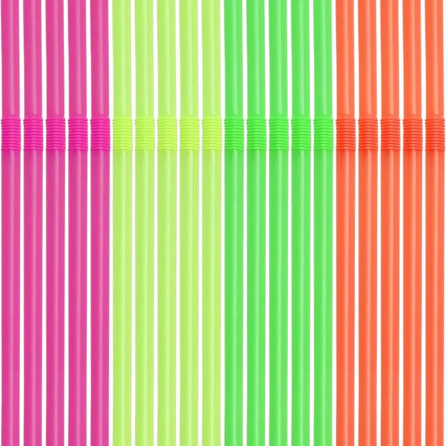 Neon Flexible Straws 200ct 3 Neon Flexible Straws 200ct