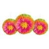 Tropical Flower Tissue Pom Poms 3ct