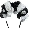 Skull Floral Headband Deluxe - Black & Bone -Party Themes Sales 627815