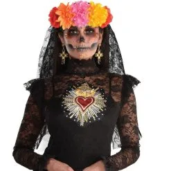 Floral Black Lace Veil - Day Of The Dead -Party Themes Sales 627821 01