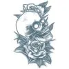 Black & Gray-Style Skull & Roses Temporary Tattoo, 4in X 10in -Party Themes Sales 694296
