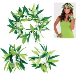 Flower & Leaf Maile Lei Accessory Set 3pc