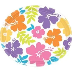 Hibiscus White Oval Plates 18ct