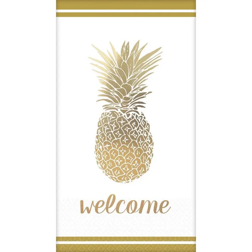 AMSCAN Gold Pineapple Premium Guest Towels 16ct 3 AMSCAN Gold Pineapple Premium Guest Towels 16ct