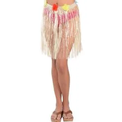 Adult Rainbow Luau Hula Skirt Costume Accessory Kit For 8 Guests -Party Themes Sales 757200 02