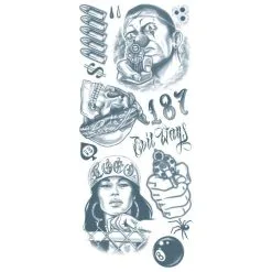 Black & Gray-Style Thug Temporary Tattoos, 12pc -Party Themes Sales 773463 02