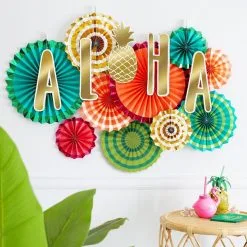 AMSCAN Aloha Paper Fan Decoration Kit 17pc 5 AMSCAN Aloha Paper Fan Decoration Kit 17pc -Party Themes Sales 780572 01
