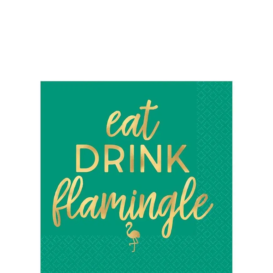 AMSCAN Eat Drink Flamingle Beverage Napkins 16ct 3 AMSCAN Eat Drink Flamingle Beverage Napkins 16ct