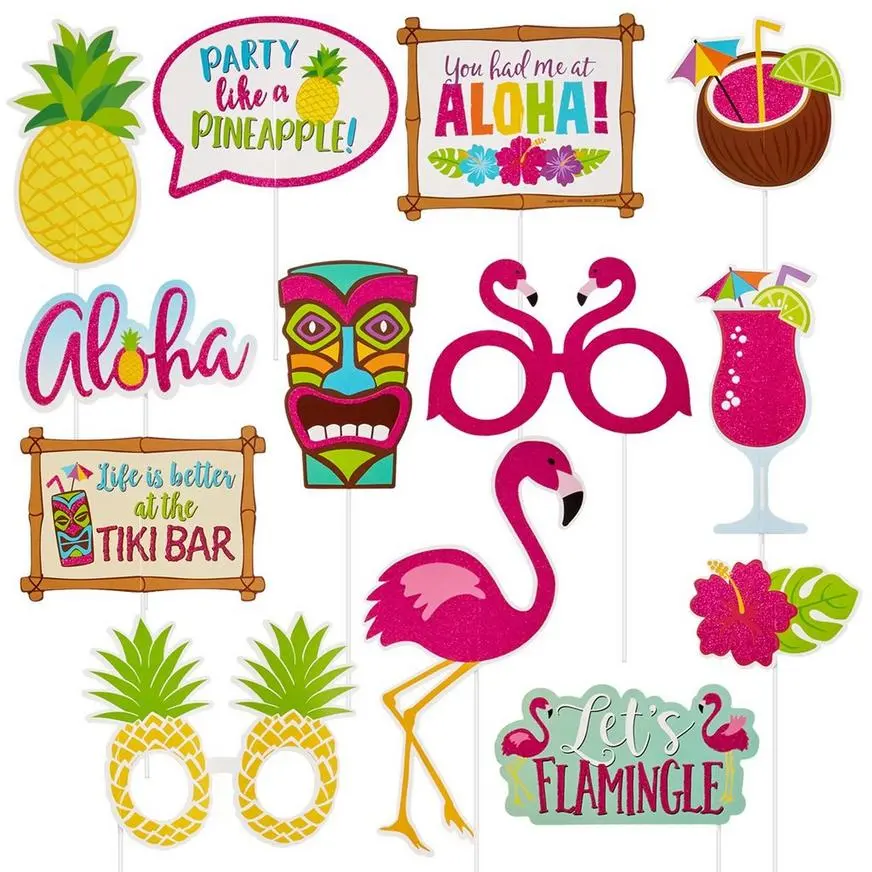 AMSCAN Glitter Tropical Photo Booth Props 13ct 3 AMSCAN Glitter Tropical Photo Booth Props 13ct