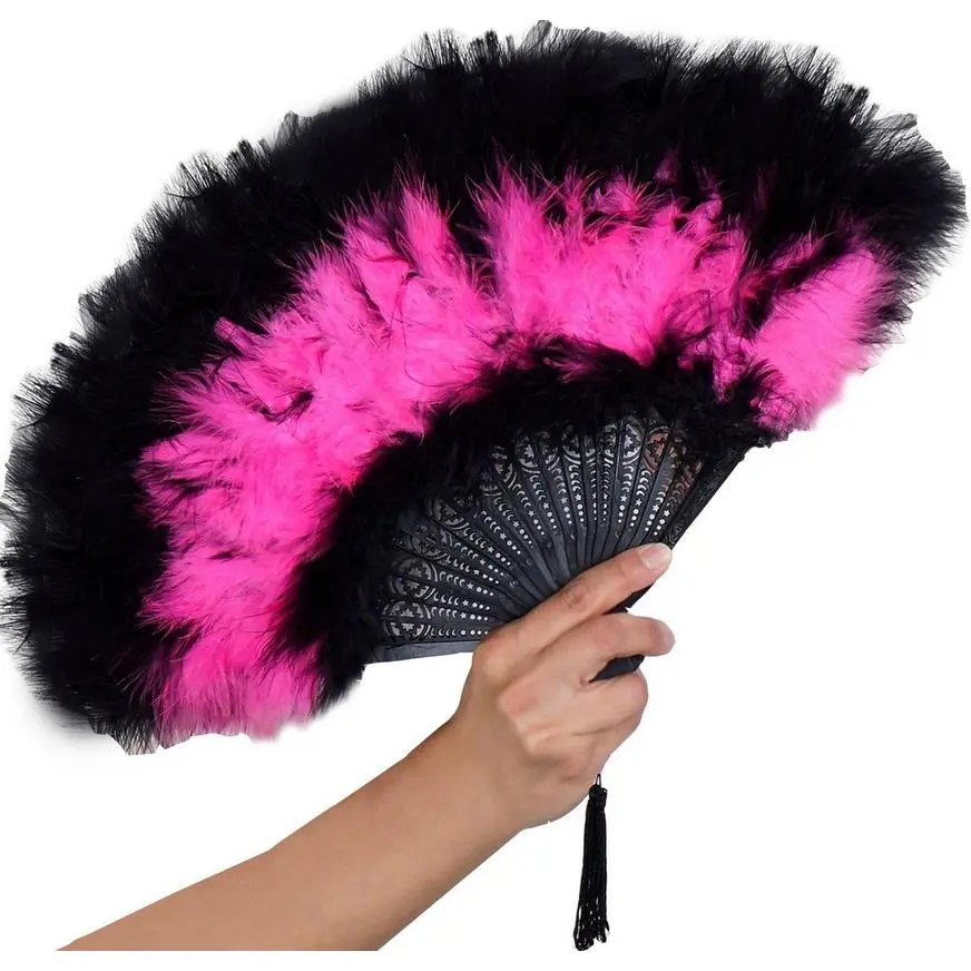 Black & Pink Marabou Fan 3 Black & Pink Marabou Fan