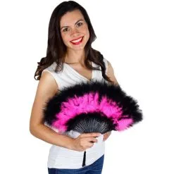 Black & Pink Marabou Fan 5 Black & Pink Marabou Fan -Party Themes Sales 792847 01