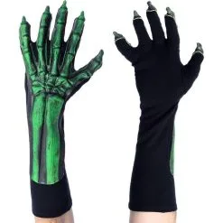 UV Black Light Reactive Green Glow Skeleton Bone Hand Gloves -Party Themes Sales 794573 01
