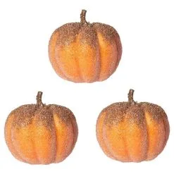 Glitter Gold Topped Pumpkins 3ct