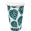 ALL IN THE CARDS Palm Leaf Coffee Cups With Lids 8ct -Party Themes Sales 830842