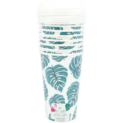 ALL IN THE CARDS Palm Leaf Coffee Cups With Lids 8ct -Party Themes Sales 830842 01