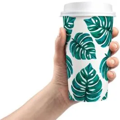 ALL IN THE CARDS Palm Leaf Coffee Cups With Lids 8ct -Party Themes Sales 830842 02