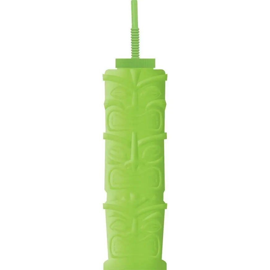 AMSCAN Green Tiki Cup With Straw 3 AMSCAN Green Tiki Cup With Straw