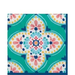 Boho Vibes Floral Quatrefoil Lunch Napkins, 6.5in, 16ct