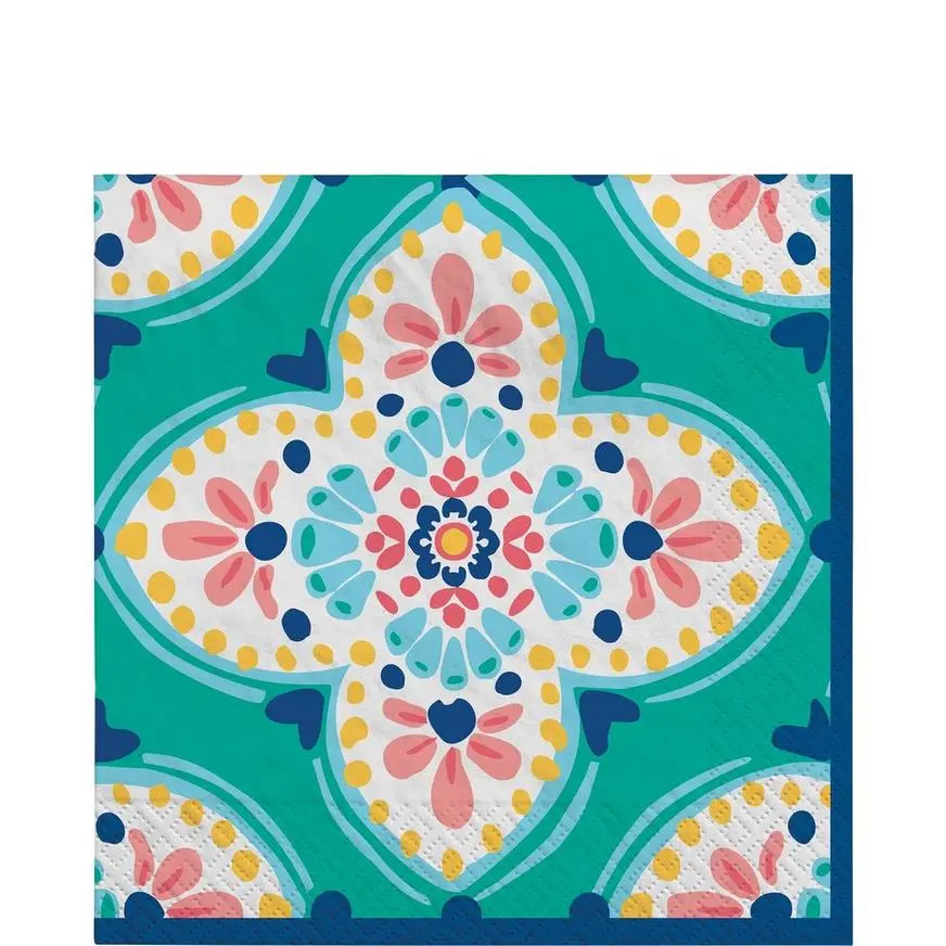 Boho Vibes Floral Quatrefoil Lunch Napkins, 6.5in, 16ct 3 Boho Vibes Floral Quatrefoil Lunch Napkins, 6.5in, 16ct