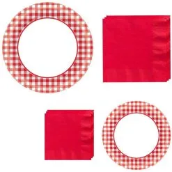 Picnic Gingham Tableware Kit For 120 Guests