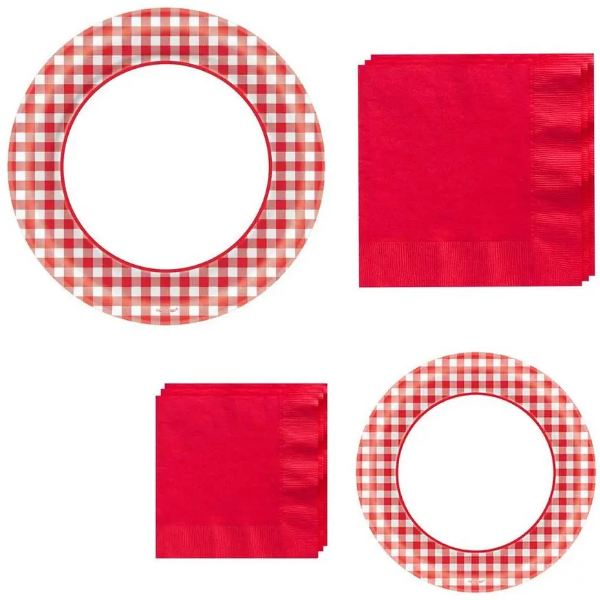 Picnic Gingham Tableware Kit For 120 Guests 3 Picnic Gingham Tableware Kit For 120 Guests