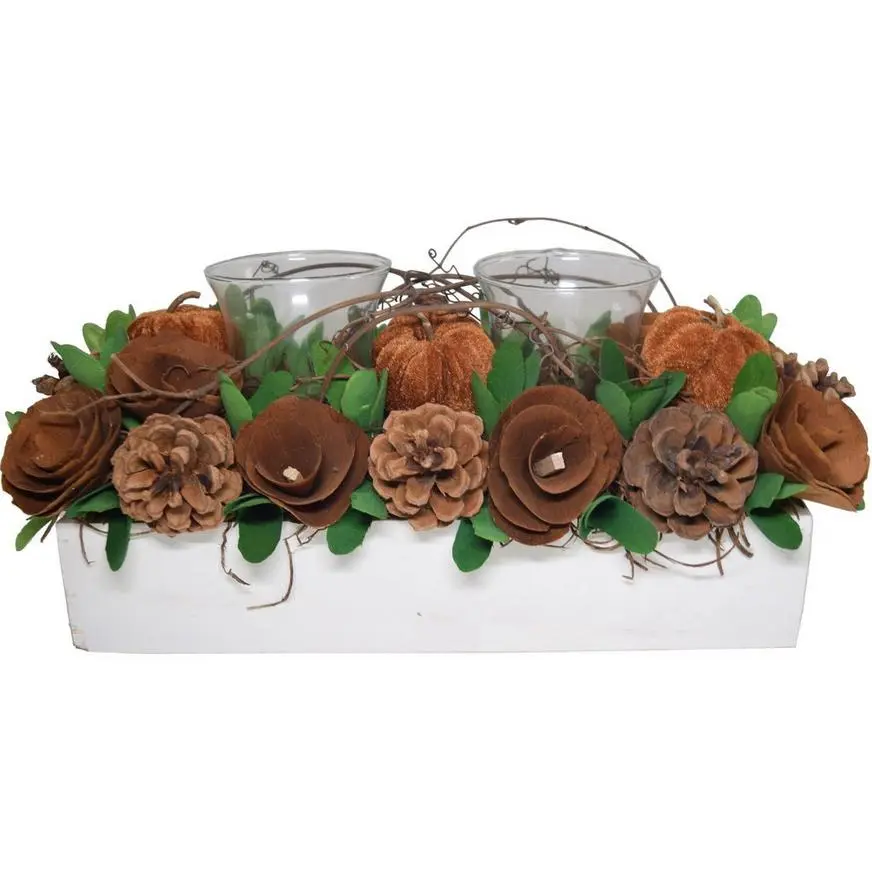 Fall Pumpkins & Pinecones Candle Centerpiece 3 Fall Pumpkins & Pinecones Candle Centerpiece