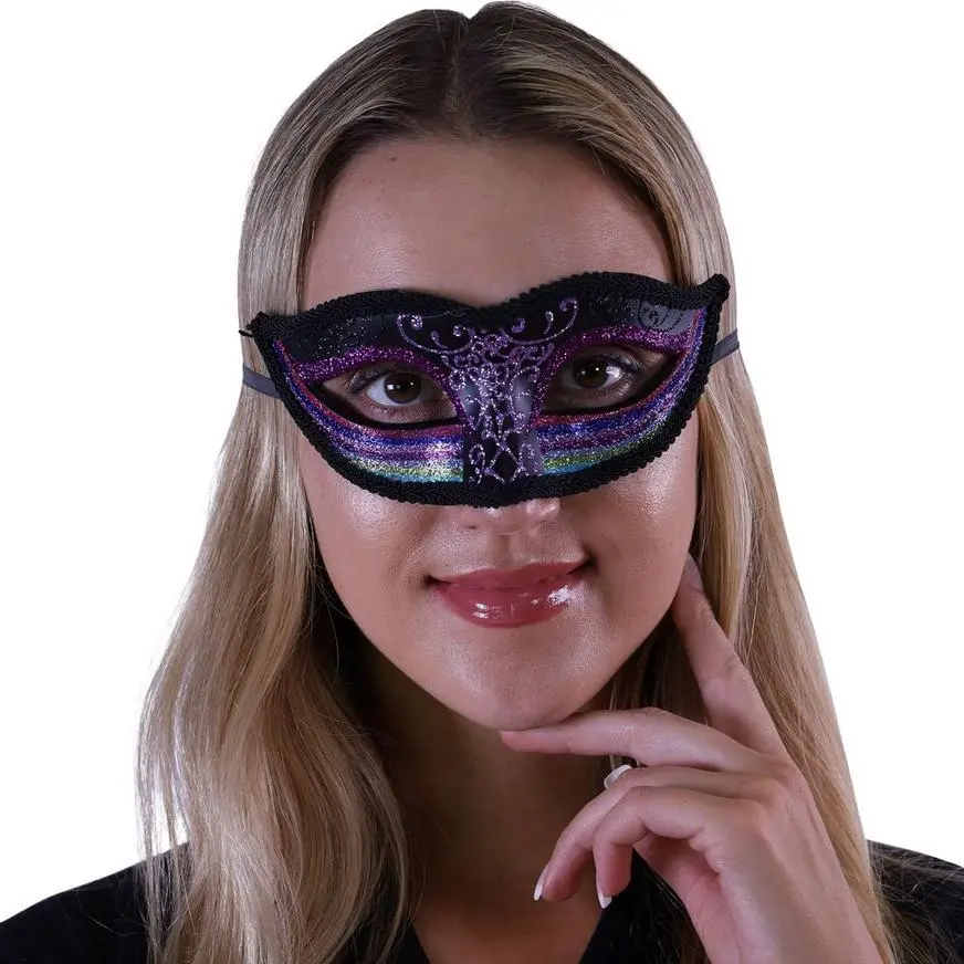 KBW Global Corp Black & Rainbow Masquerade Mask 3 KBW Global Corp Black & Rainbow Masquerade Mask