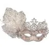 GOLDEN SHUTTLE Rose Gold Glitter Crown Masquerade Mask