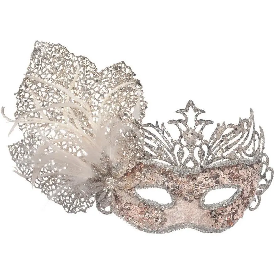 GOLDEN SHUTTLE Rose Gold Glitter Crown Masquerade Mask 3 GOLDEN SHUTTLE Rose Gold Glitter Crown Masquerade Mask