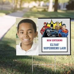 Custom Justice League Heroes Unite Photo Yard Sign