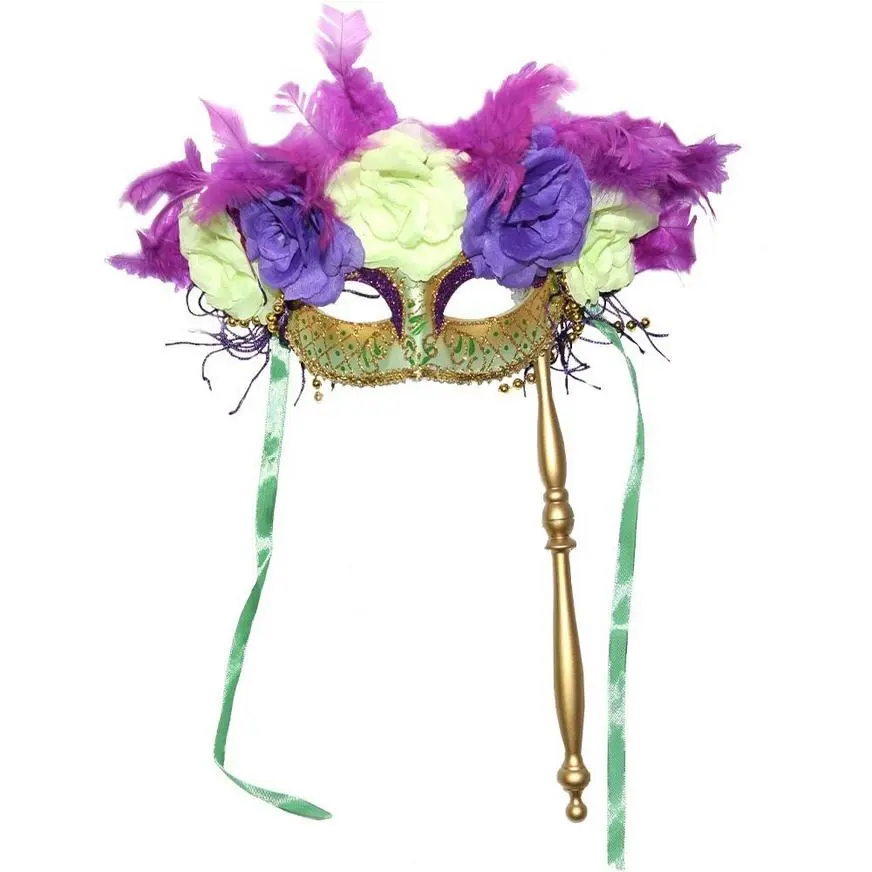 Light-Up Floral Masquerade Mask On A Stick 3 Light-Up Floral Masquerade Mask On A Stick