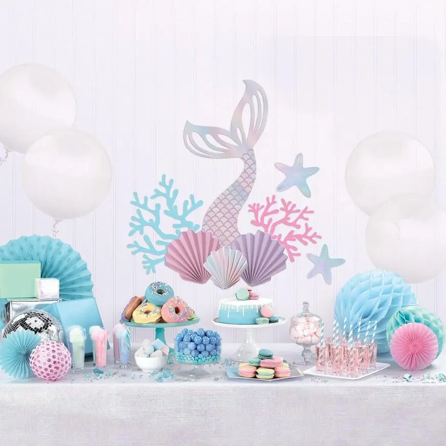 Iridescent Shimmering Mermaids Seashell Wall Decorating Kit, 9pc 3 Iridescent Shimmering Mermaids Seashell Wall Decorating Kit, 9pc