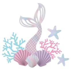 Iridescent Shimmering Mermaids Seashell Wall Decorating Kit, 9pc 5 Iridescent Shimmering Mermaids Seashell Wall Decorating Kit, 9pc -Party Themes Sales 911974 01