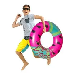 ALMAR SALES COMPANY INC Inflatable Happy Vibes Watermelon Tube, 35in -Party Themes Sales 912179 01