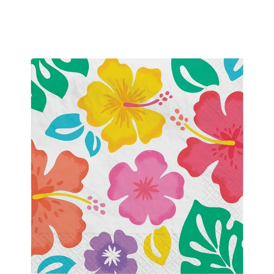 Summer Hibiscus Paper Lunch Napkins, 6.5in, 100ct 3 Summer Hibiscus Paper Lunch Napkins, 6.5in, 100ct