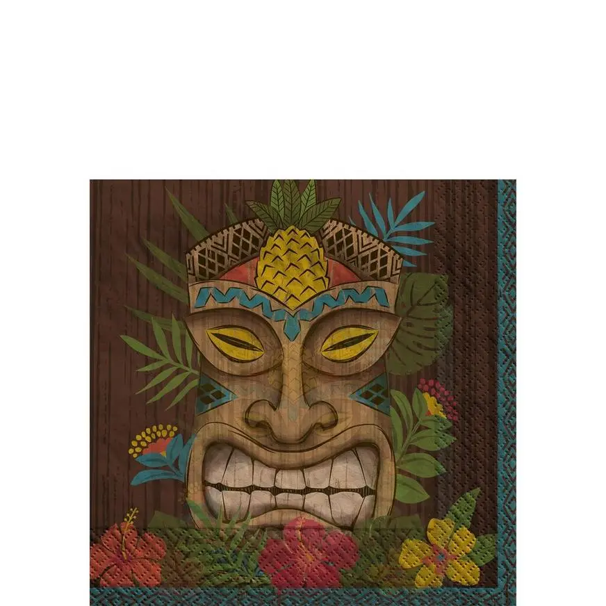 AMSCAN Vintage Tiki Beverage Paper Napkins, 5in, 100ct 3 AMSCAN Vintage Tiki Beverage Paper Napkins, 5in, 100ct